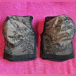 Set of 2 Identical Black Lace Over Beige Bras. NWOT